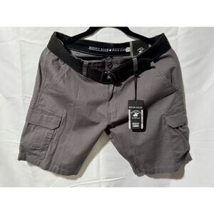 Beverly Hills Polo Club Grey Utility Cargo Flex Cotton Shorts Mens Size 30